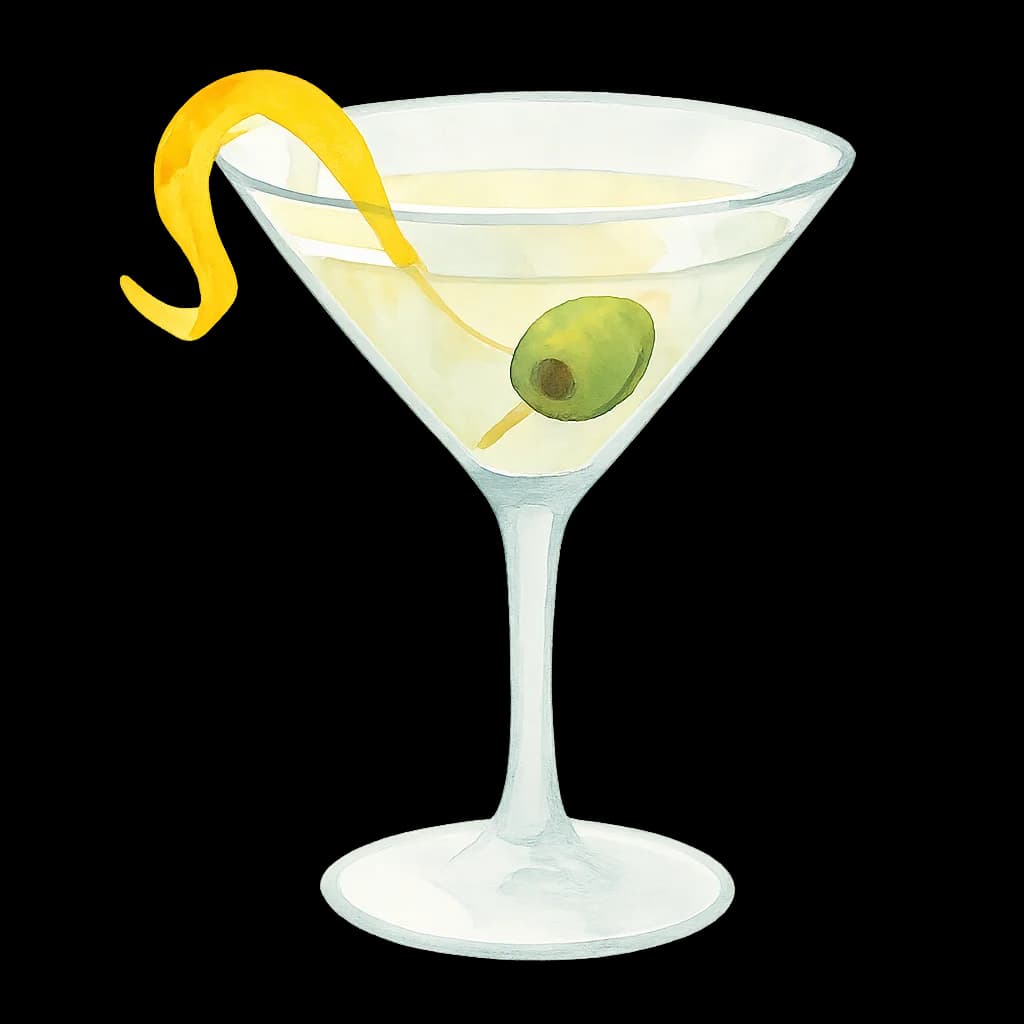 Illustration of 50/50 Martini cocktail