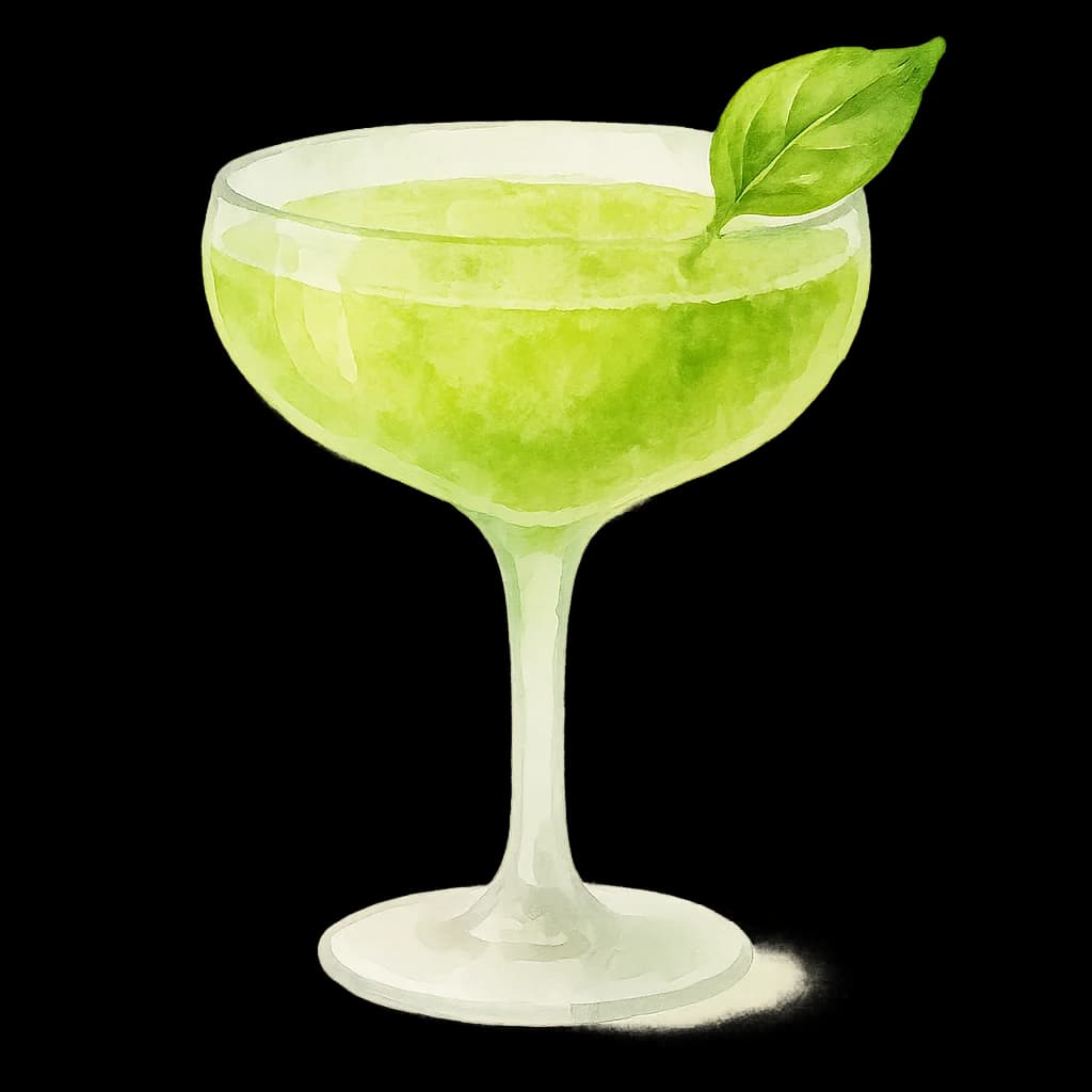 Illustration of Basil Gimlet cocktail