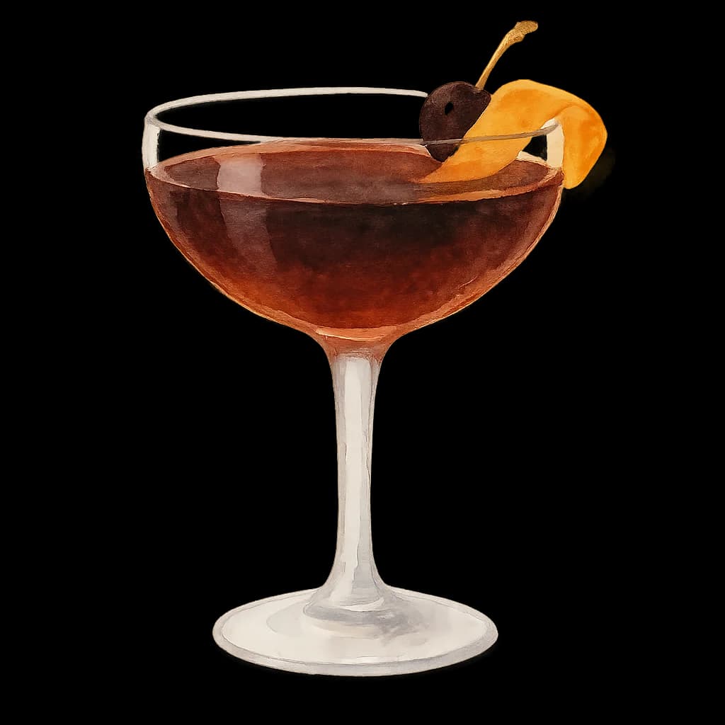 Illustration of Black Manhattan cocktail