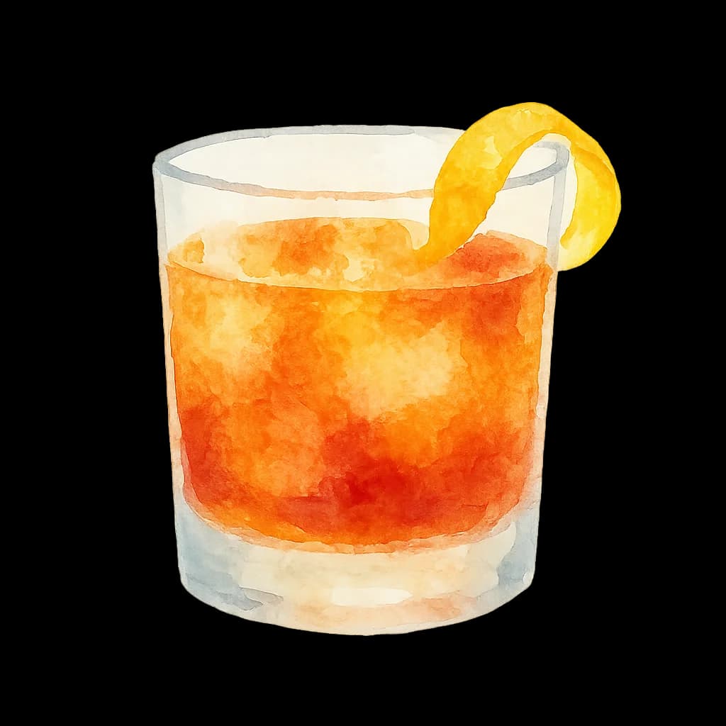 Illustration of Bourbon Vieux Carré cocktail