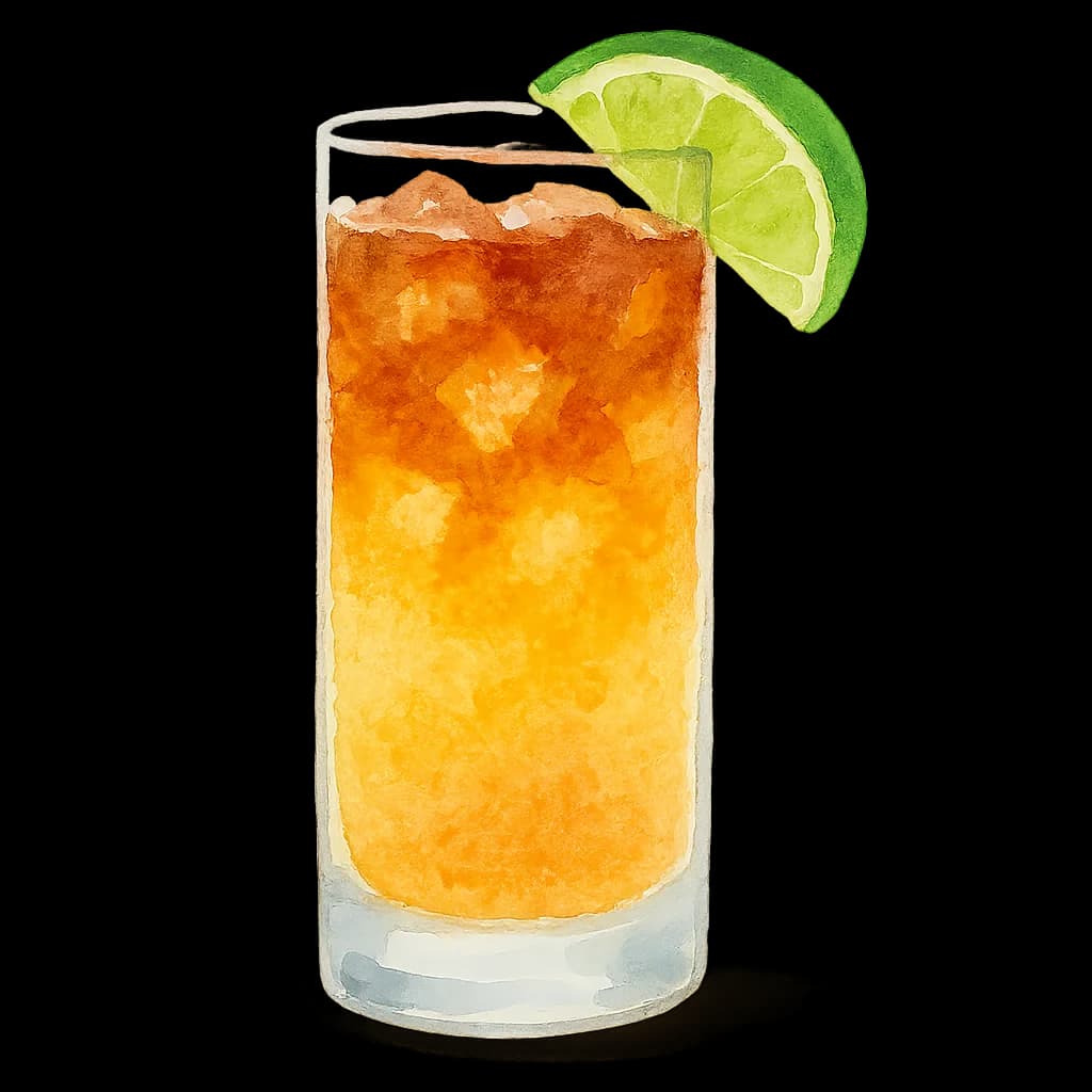 Illustration of Dark 'n' Stormy cocktail
