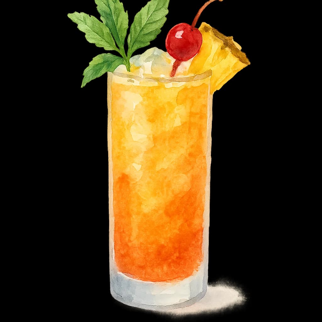 Illustration of Don the Beachcomber's Planter's Punch cocktail