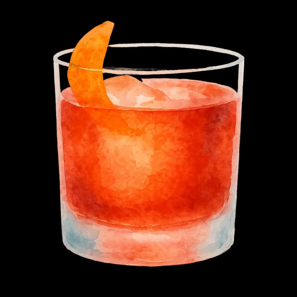 Illustration of Mezcal Boulevardier cocktail