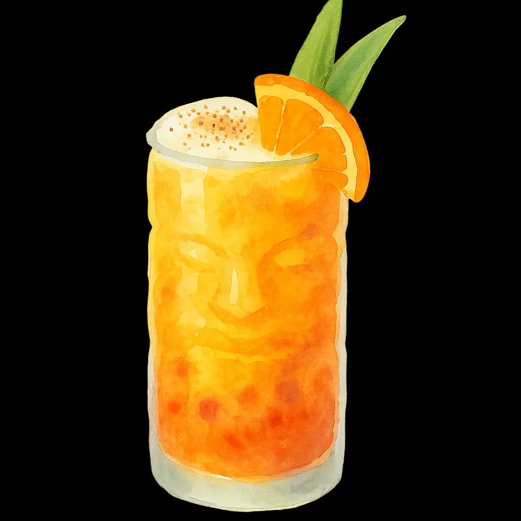 Illustration of Passionfruit Painkiller cocktail