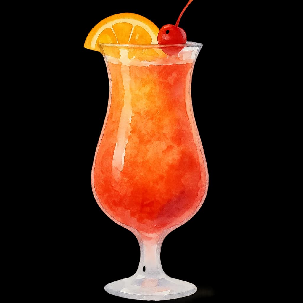 Illustration of Pat O'Brien's Hurricane cocktail