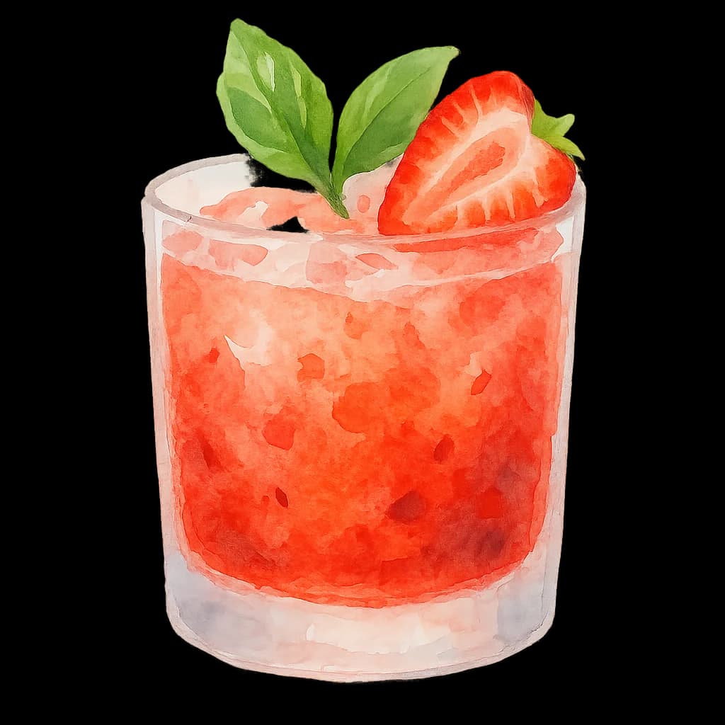Illustration of Strawberry Basil Smash cocktail