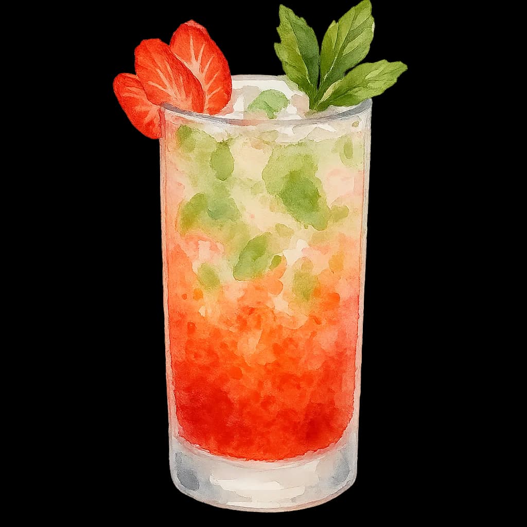 Illustration of Strawberry Virgin Mojito cocktail