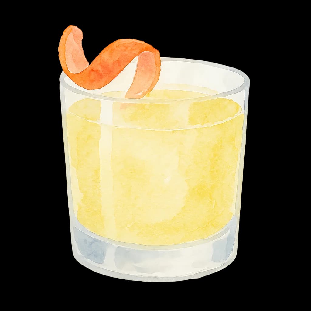 Illustration of White Mezcal Negroni cocktail